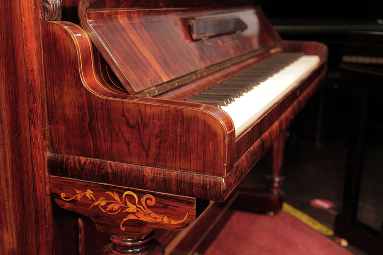 Ascherburg piano cheek detail with inlaid leg pediment