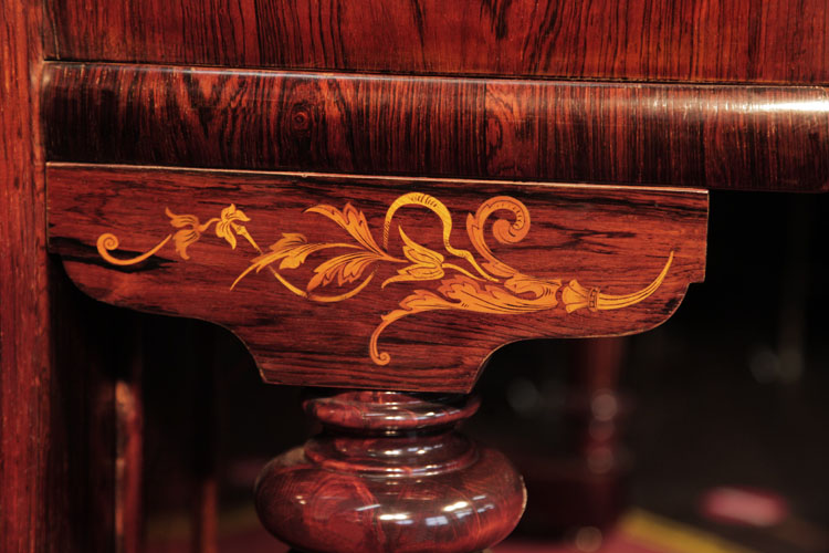 Ascherburg piano leg pediment inlaid with hibiscus