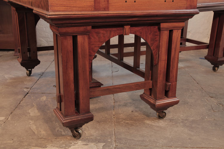 Bechstein architectural gate legs with four rectangular uprights and vaulted arched supports, attached to a cross-stretcher