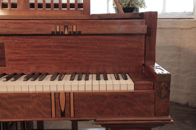 Bechtein piano fall with geometric inlay detail in contrasting woods