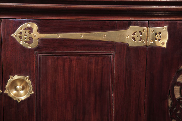 Bechstein large brass hinges and handles in a stylised floral design 