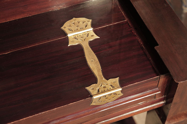 Bechstein large brass hinges on piano fall in a stylised floral design