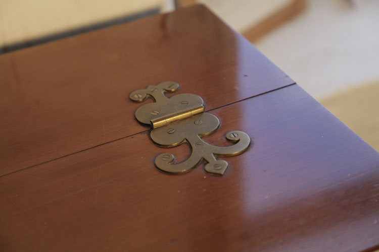 Large brass hinges in a trefoil design