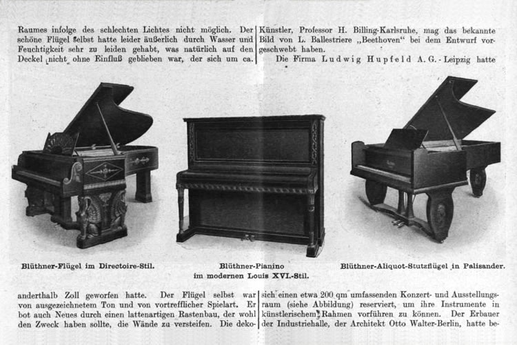 Catalogue featuring this Blüthner piano design