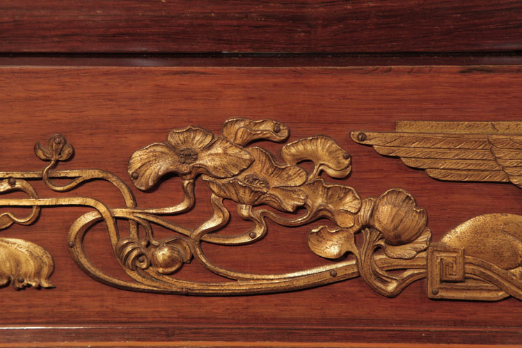 Scrolling whiplash lines lead to and outcrop of poppies