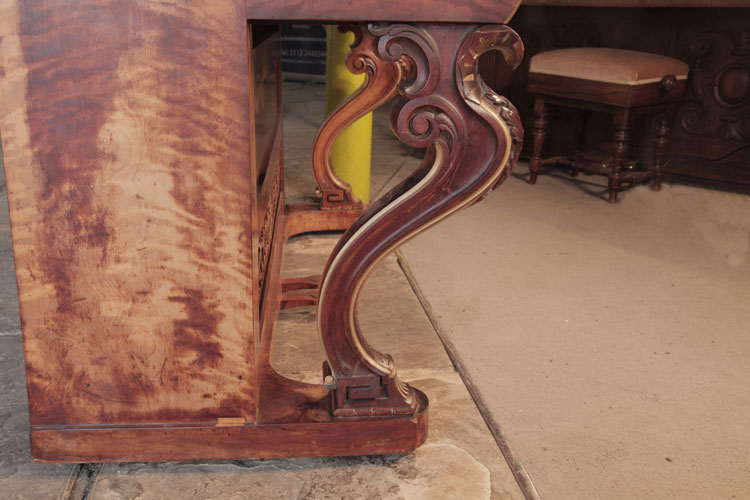 Brinsmead carved cabriole piano leg with gilt accents