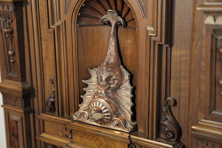 German piano ornate coppersconce in a sea monster design