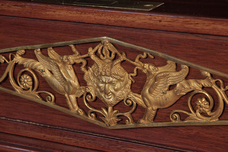 Ibach front panel ormolu mount featuring Pan's head and griffins