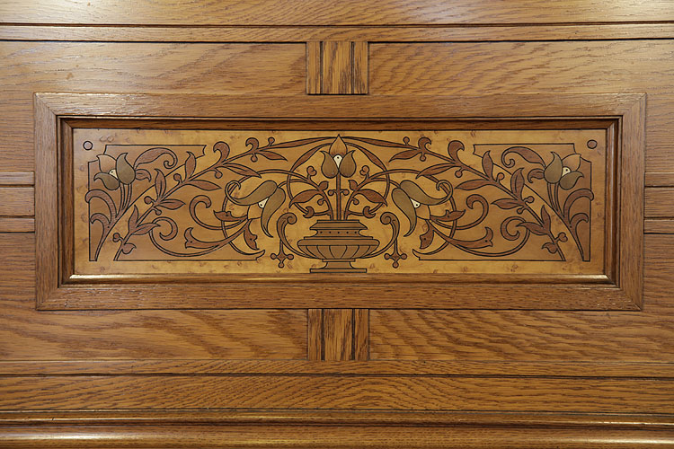 Ibach front panel inlaid with trinity tulips in an urn