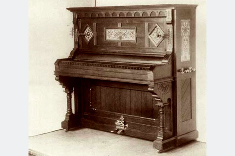 Photo of this English Gothic Ibach piano model from the Ibach website