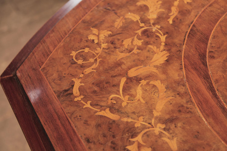 Piano lid border featuring hibiscus flowers and scrolling tendrils and acanthus leaves 