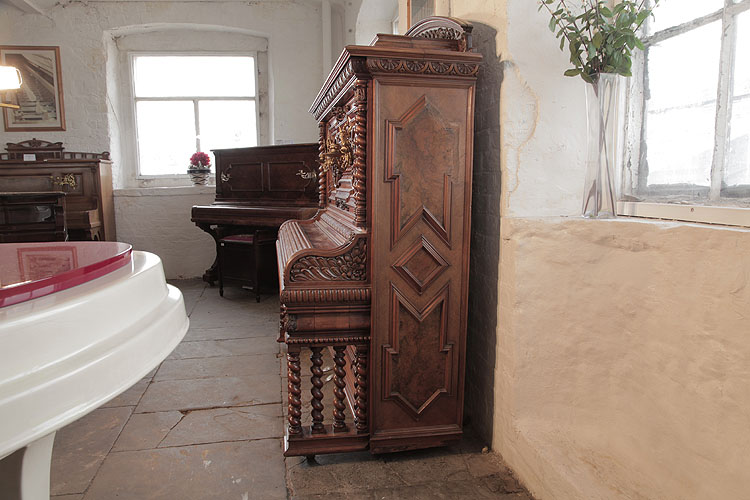 Pfaffe piano profile with contrasting geometric burr walnut panels