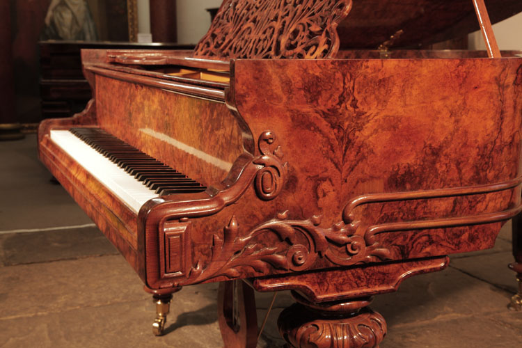 Schiedmayer piano cheek with carved acanthus and double case moulding in high relief 