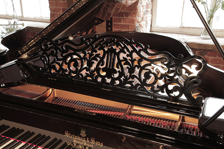 Steinway filigree  piano music desk in an arabesque design with central lyre motif