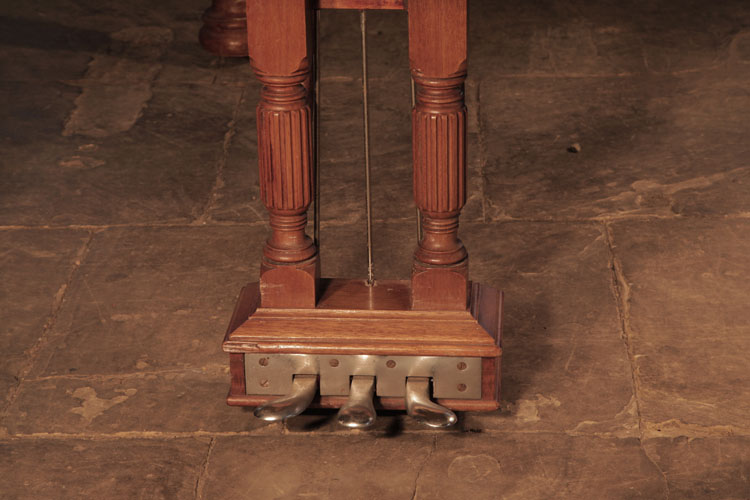 Steinway Model O three-pedal piano lyre with chrome footplate