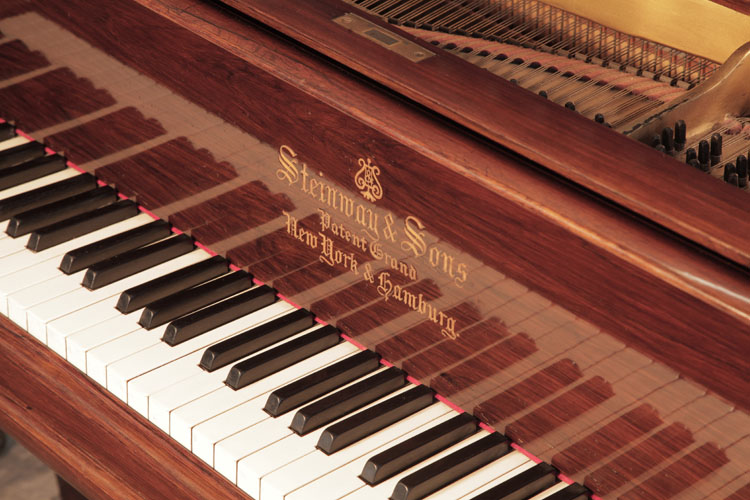 	Steinway piano manufacturers logo inlaid  on fall