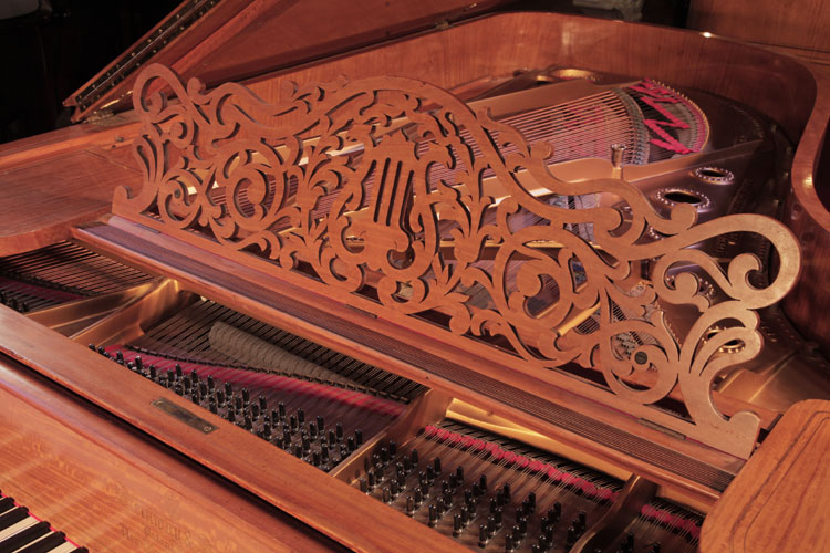 Steinway Model B cut-out arabesque piano music desk with central lyre motif