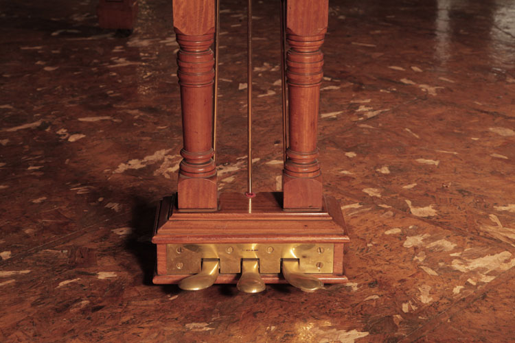 Steinway Model B three-pedal piano lyre with brass footplate and turned spindles