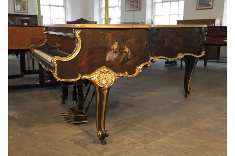 Steinway hand-painted cabinet side view with  
