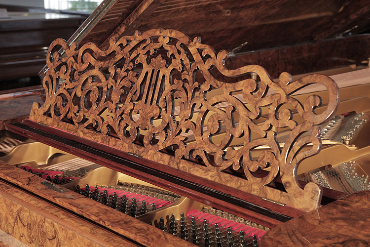 Steinway Model D filigree music desk in a stylised arabesque design and central lyre motif