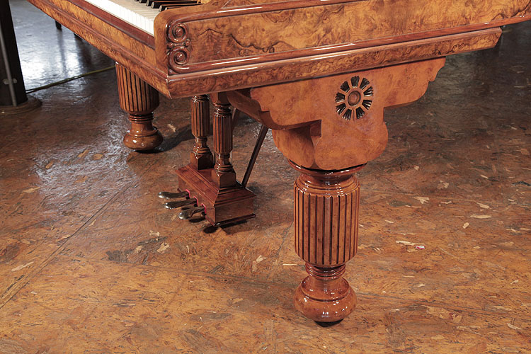 Steinway Model D  fluted, barrel leg with carved, stylised flower on pediment