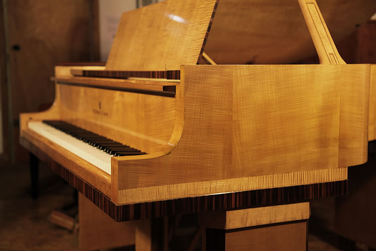 Steinway model M music desk in book-matched maple
