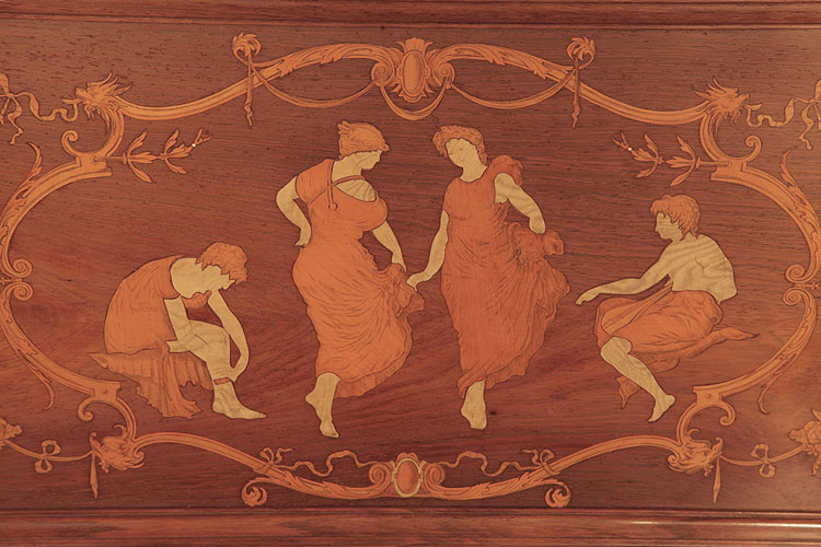 Steinway inlay of dancing ladies in voluminous gowns