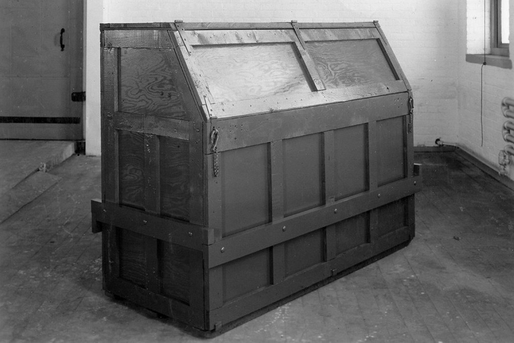 Steinway crated prior to airdrop