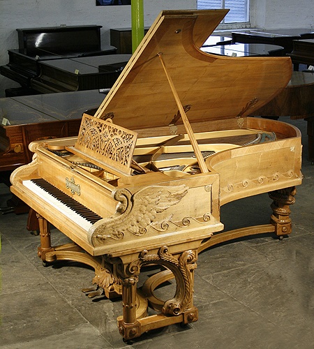An artcase, 1895, Bechstein Model C grand piano with an ornately carved, walnut case for sale at Besbrode Pianos Leeds
