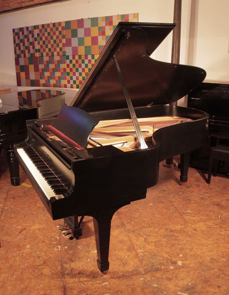 Restored, 1935, Steinway Model B grand piano with a satin, black case and spade legs  Restored, 1935, Steinway Model B grand piano with a satin, black case and spade legs