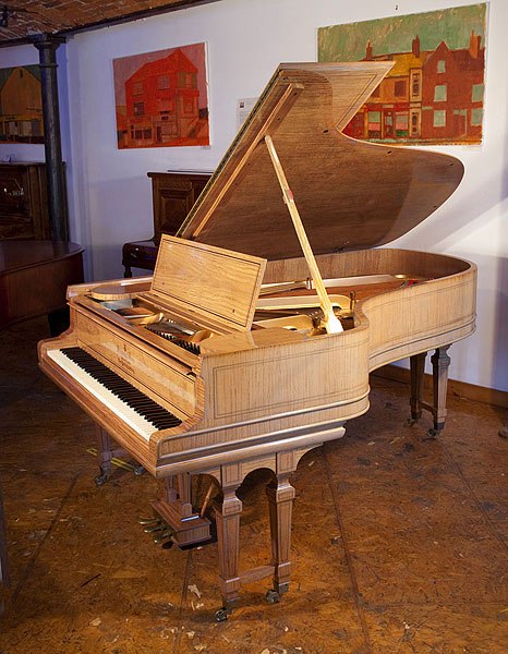 Restored, 1906, Steinway Model B grand piano for sale with a satinwood case and gate legs 
